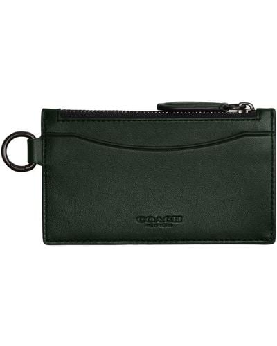 COACH S Zip Card Case In Burnished Leather - Green