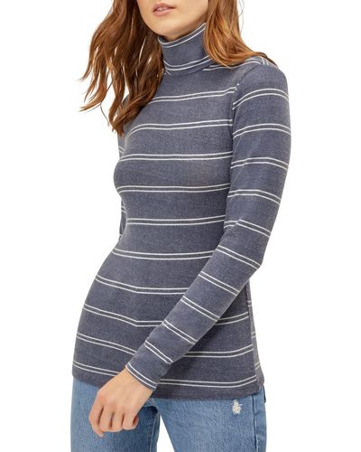Three Dots Brushed Mock Neck Top - Gray