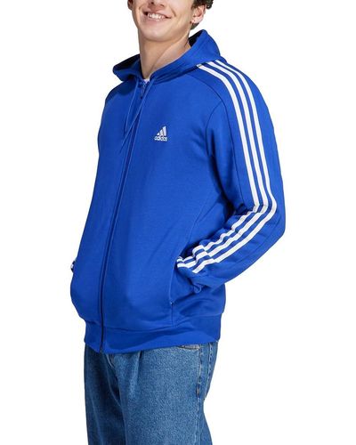 adidas Essentials Fleece 3-stripes Full-zip Hoodie - Blue