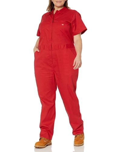 Dickies Plus Size Flex Short Sleeve Coverall - Red