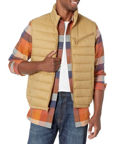 Cole Haan Quilted Puffer Vest With Chest Zip Pocket - Blue