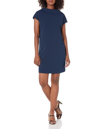 Trina Turk Wedge Dress With Folded Neckline - Blue