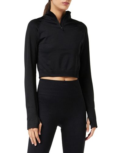 Core 10 Cropped Seamless Sports Top - Black