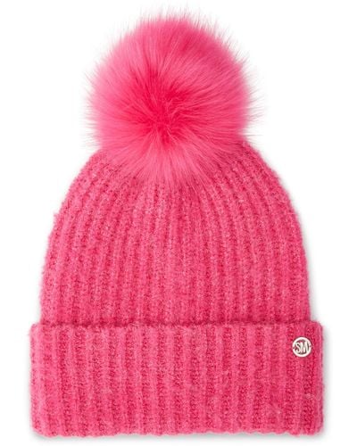 Steve Madden Heathered Rib Knit Beanie - Pink