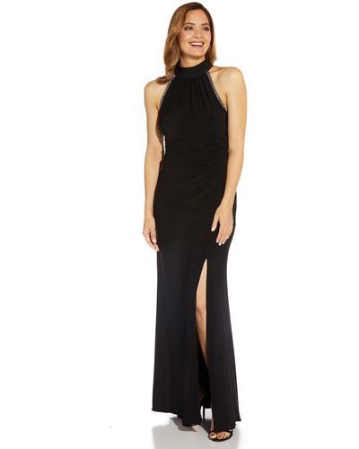Adrianna Papell Jersey And Chiffon Gown - Black