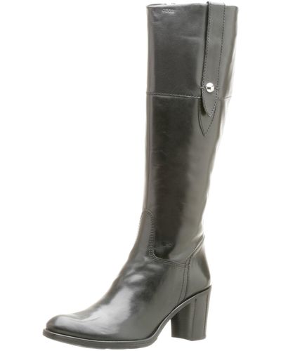 Geox Sidney 1 Boot With Stacked Heel,black,36.5 Eu - Gray