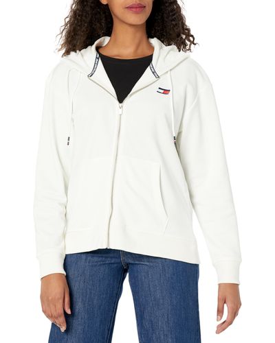 Tommy Hilfiger French Terry Relaxed Fit Full Zip Hoodie - White