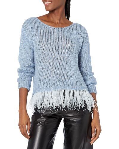 Guess Long Sleeve Hannah Round Neck Sweater - Blue