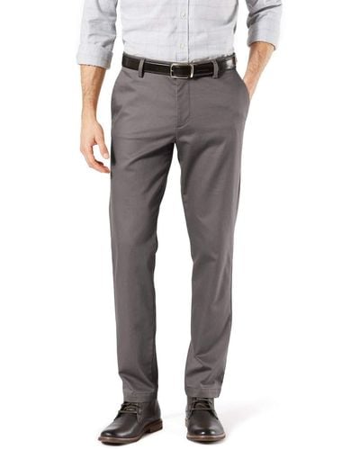 Dockers Slim Fit Signature Khaki Lux Cotton Stretch Pants D1 - Gray