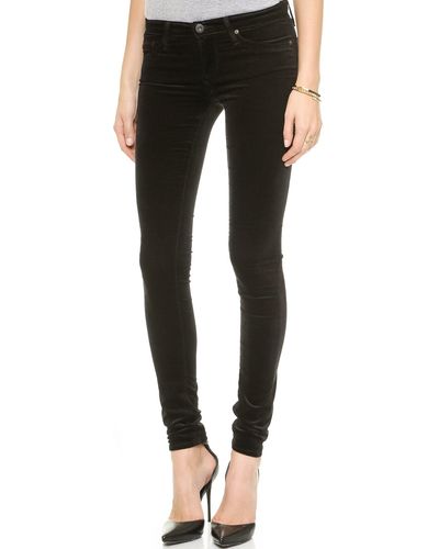 AG Jeans Skinny Legging Velvet Pants - Black