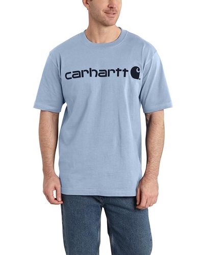 Carhartt Big & Tall Loose Fit Heavyweight Short-sleeve Logo Graphic T-shirt - Blue