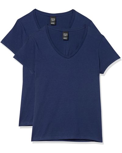 Hanes Cooldri Short Sleeve Performance V-neck T-shirt - Blue