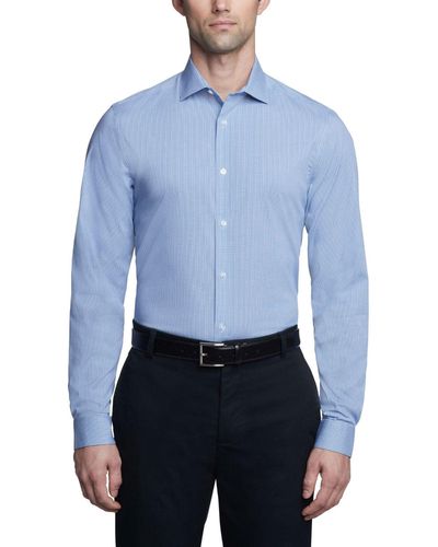 Calvin Klein Dress Shirt Non Iron Stretch Slim Fit Check - Blue