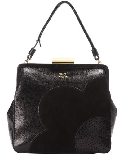 Orla Kiely Black Sparkle Leather Holly Bag