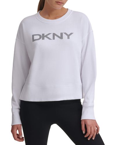 DKNY Womens Pullover Sweatshirt - Gray