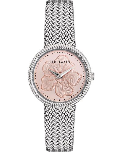 Ted Baker Ladies Stainless Steel Silver Bracelet Watch - Pink