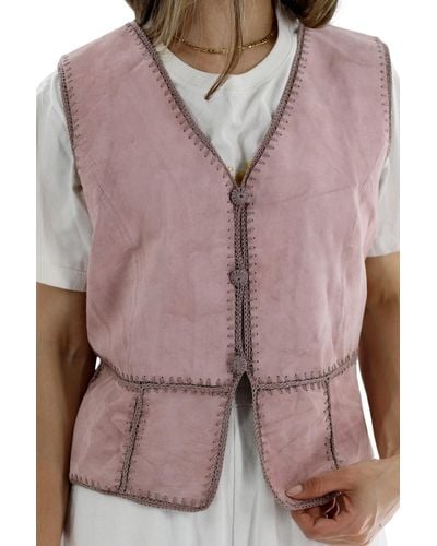 La Fiorentina Vintage Suede Leather Vest - Pink