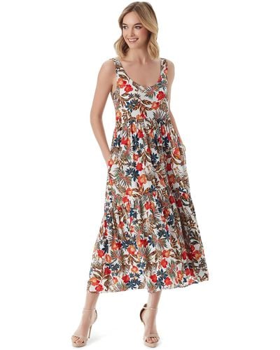 Jessica Simpson Plus Size Cheryl Sleeveless Two Tiered Maxi Dress - Multicolor