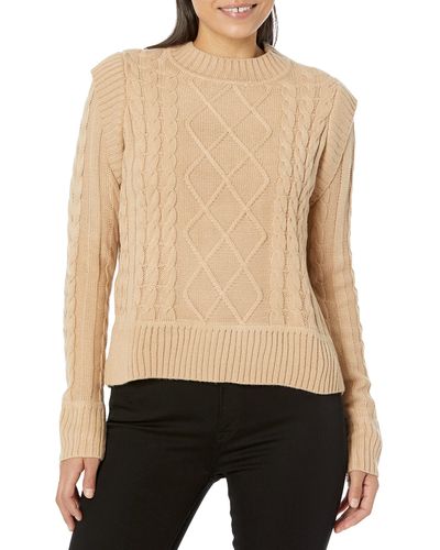 Calvin Klein Petite Long Sleeve Crewneck Effortless Comfort Sweater - Natural