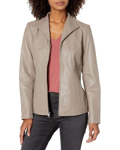 Cole Haan Leather Wing Collared Jacket - Multicolor