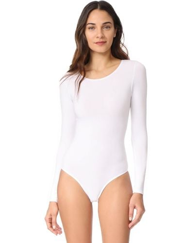 Yummie Short Sleeve Seamless Shaping Thong Bodysuit - White