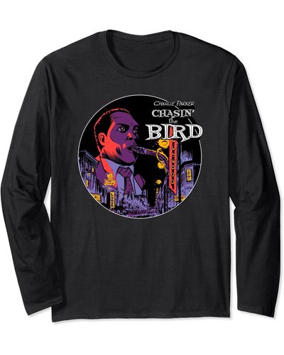 Parker Charlie Chasin The Bird Jazz Music Long Sleeve T-shirt - Black