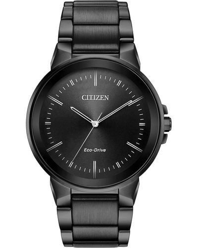 Citizen Eco-drive Modern Axiom Watch In Gray Stainless Steel - Black
