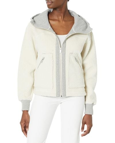 Andrew Marc Hooded Sherpa Jacket - White