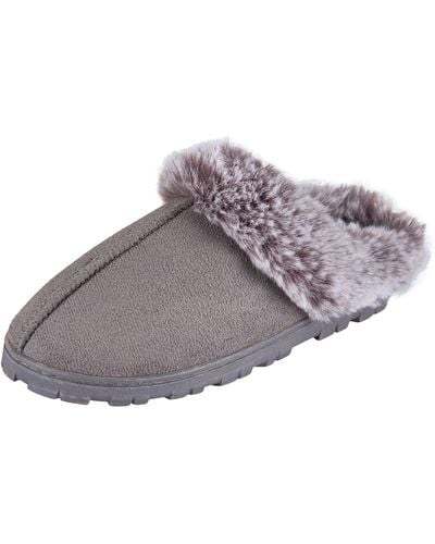 Jessica Simpson Comfy Furry Soft Indoor House Slippers With Memory - Gray