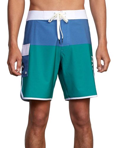 RVCA Mens 4-way Stretch Fixed Waist 18 Inch Boardshort Board Shorts - Green