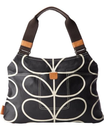 Orla Kiely Linear Stem Classic Shoulder Bag - Black