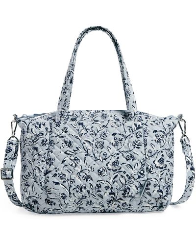 Vera Bradley Cotton Pleated Multi-strap Shoulder Satchel Purse - Blue