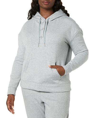 Amazon Essentials Fleece Long Sleeve Henley Hoodie - Grey