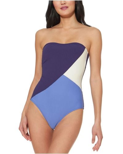 Jessica Simpson Standard One Piece Swimsuit Bathing Suit - Blue