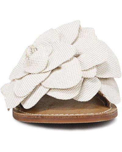 Franco Sarto S Tina Fashion Slide Flat Sandal Natural Beige Flower 9 M - White