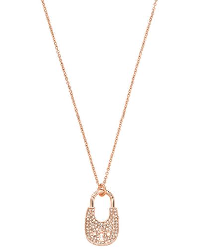 Michael Kors Brass And Pavé Crystal Pendant Necklace For - Metallic