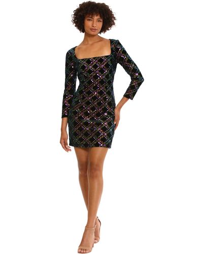 Donna Morgan Holiday Sequin Dress Event Occasion Cocktail Party Guest Of - Black