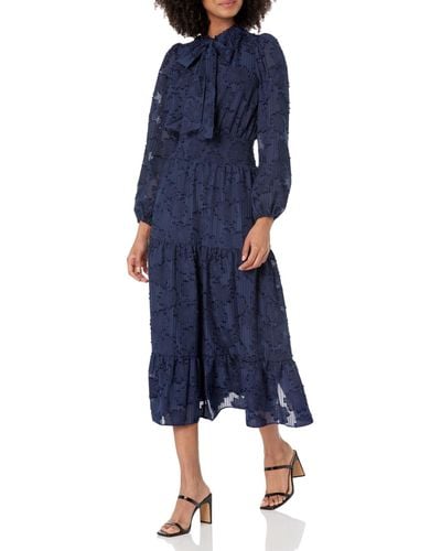 Shoshanna Charlotte Sleeveless Stripe Knit Midi Dress - Blue