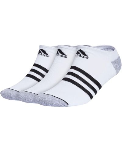 adidas 3-stripe No Show Socks With Arch Compression For A Secure Fit - White