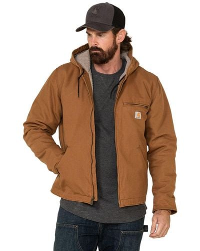Carhartt Relaxed Fit Washed Duck Sherpa-lined Jacket - Brown