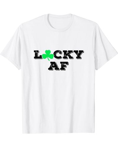 Lucky Brand Lucky Af St Patricks Day Shirt- T Shirt - White