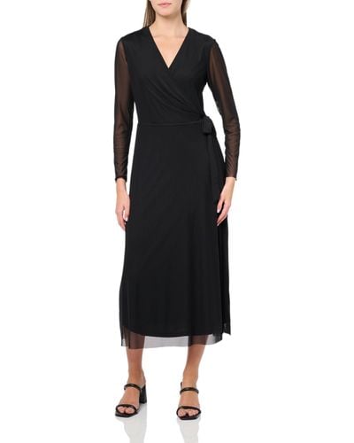 Anne Klein Mesh Midi Wrap Dress - Black
