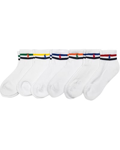 Polo Ralph Lauren Classic Sport Performance Cotton Ankle Socks 6 Pair Pack - White