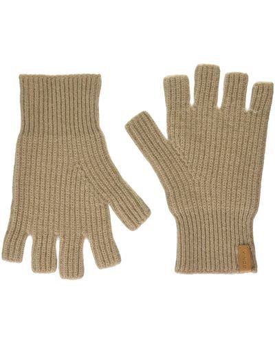 Vince S Boiled Cashmere Fingerless Rib Knit Glove,oak Buff,os - Metallic