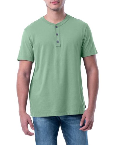 Lee Jeans Short Sve Soft Washed Cotton Henley T-shirt - Green
