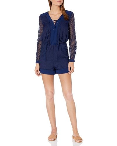 Adelyn Rae Embroidered Romper - Blue