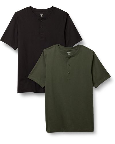 Amazon Essentials Kurzärmliges Jersey-Henleyshirt mit normaler Passform - Grün