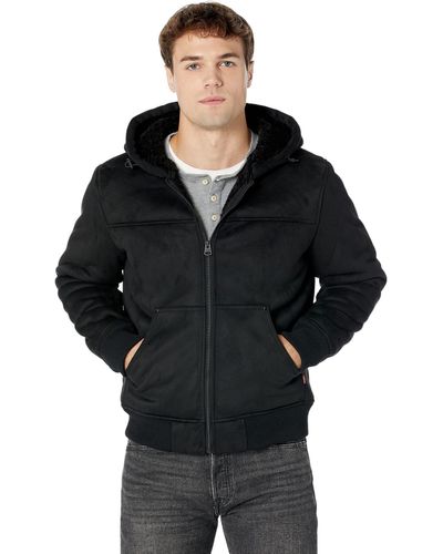 Levi's Buffed Cow Leather Hoody Bomber - Black