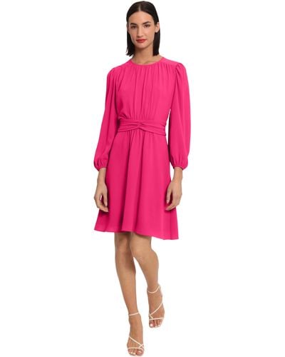 Donna Morgan Long Sleeve Twist Waist Dress - Pink