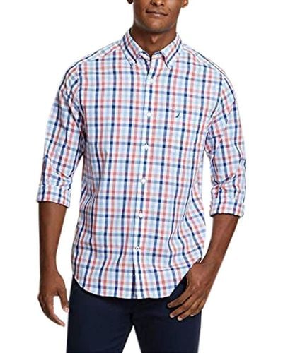 Nautica Wrinkle Resistant Long Sleeve Button Front Shirt - Multicolor